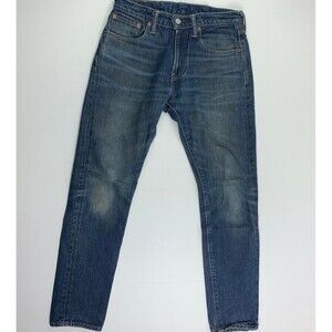 LEVI'S 512 Mens Jeans 29x30 Blue Straight Fit Dark Wash Denim Faded Distressed